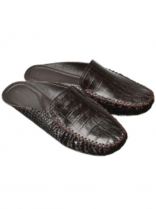 Мужская домашняя обувь  FAMILY кроко шоколад, размер 41-46 ― интернет-магазин Alexander