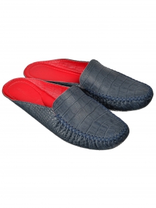 Мужская домашняя обувь  FAMILY кроко синий красный, размер 41-46 ― интернет-магазин Alexander